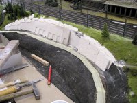 Probestellen selbstgegossener Gips-Stützmauern